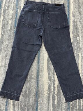 Size 12 Express Super HiRise Black Mom Jeans Distressed Bottom